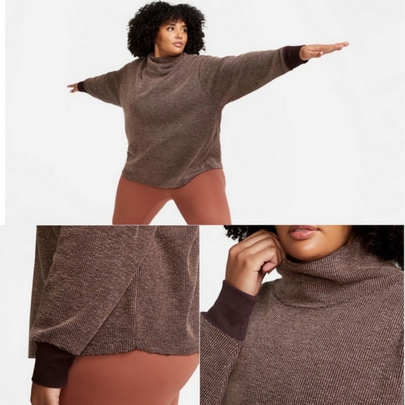 NIKE YOGA LUXE TEXTURED COVER-UP Pullover Sweater Womens Plus Size 2X - Picture 3 of 5